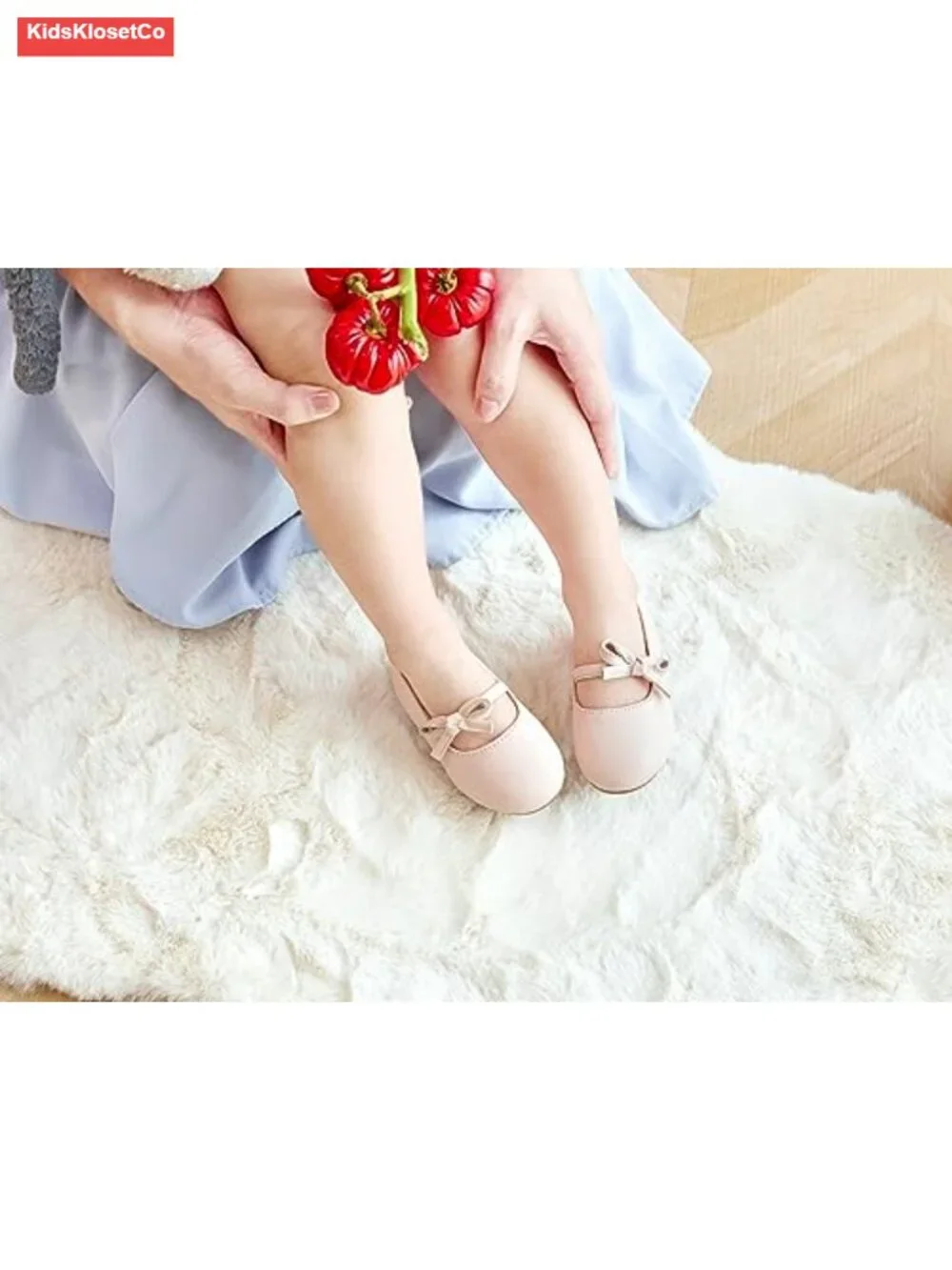 Toddler Girls Mary Jane Flats Glittery Bow Dress Shoes